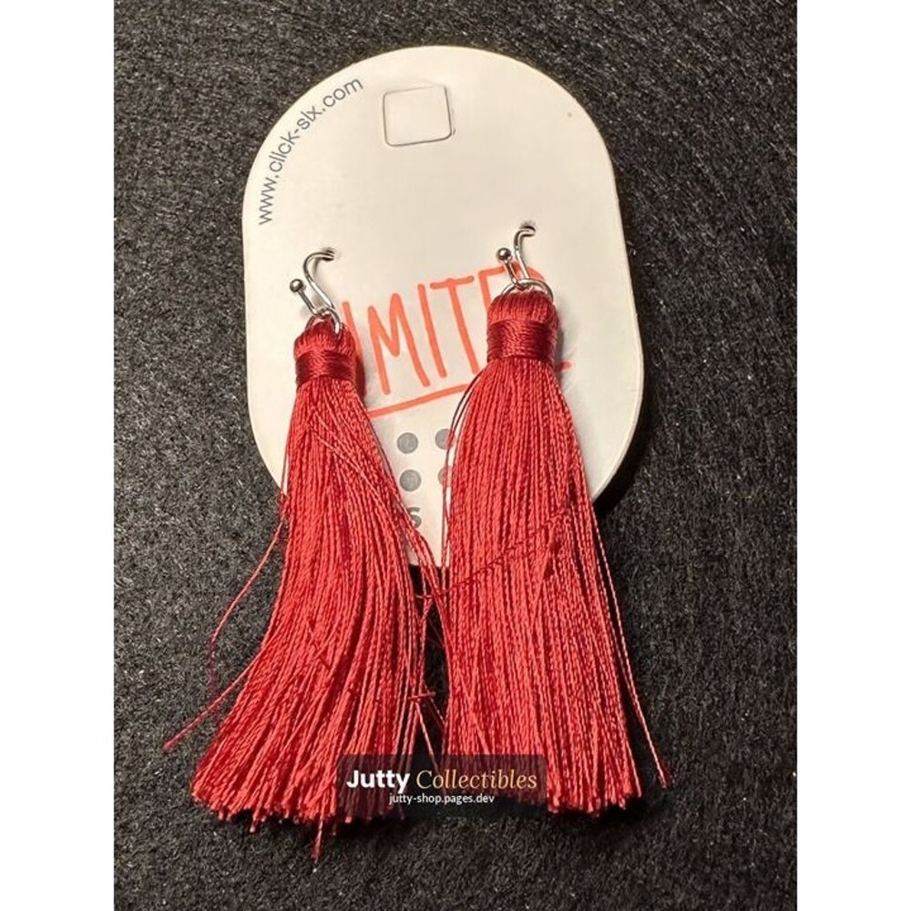 red tassel fringe dangle earrings silk boho statement nwt